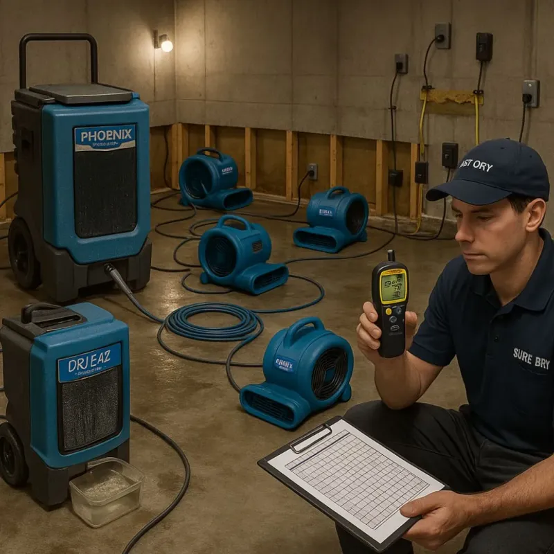 Structural Drying and Dehumidification process in North Randall, OH